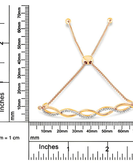.925 Sterling Silver Diamond Infinity Twist 4”-10” Adjustable Bolo Bracelet (I-J Color, I2-I3 Clarity)