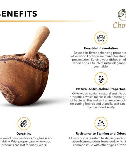 Olive Wood Rustic Mortar and Pestle