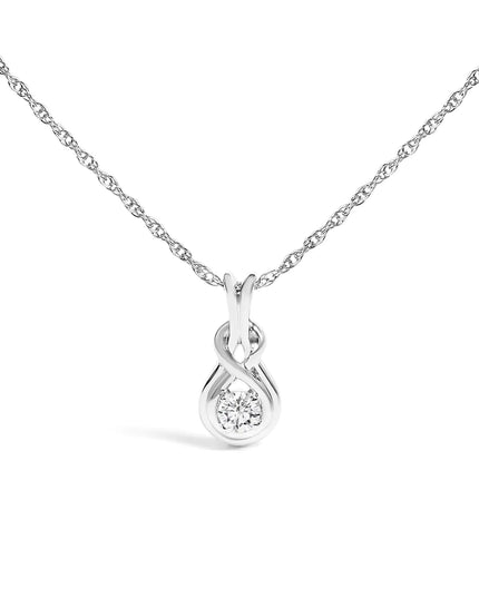 .925 Sterling Silver 1/10 Cttw Lab Grown Diamond Love Knot Solitaire Pendant Necklace - Size 18 Inches