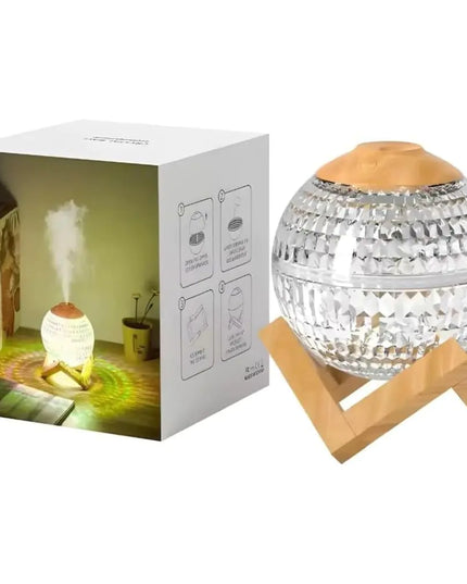 Crystal LED Aromatherapy Essential Oil Diffuser with Wooden Stand