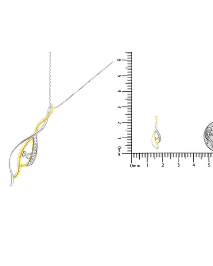 Espira 10K Two-Tone Gold Round Cut Diamond Cascade Pendant Necklace (1/10 cttw, J-K Color, I2-I3 Clarity)