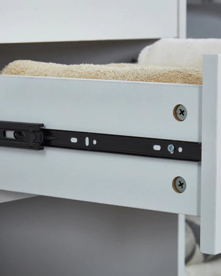 Grey Walk-In Closet Organizer System – 4 Drawers, Shelves, Hanging Rod with Metal Handles, 31.5"W × 15.7"D × 70.8"H