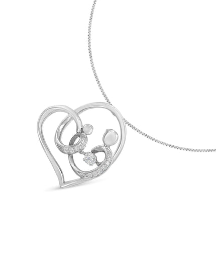 .925 Sterling Silver 1/6 cttw Diamond Heart Pendant Necklace (H-I, I1-I2)