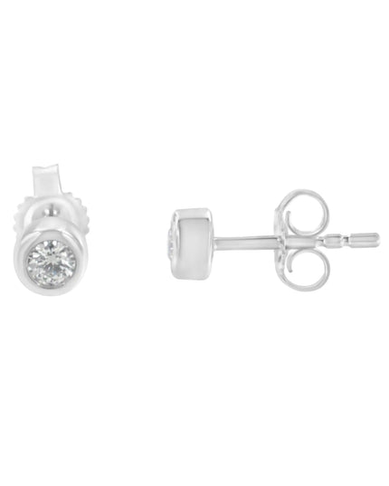 10K Gold 0.15 Cttw Round Brilliant-Cut Near Colorless Diamond Bezel-Set Stud Earrings (H-I Color, I1-I2 Clarity)