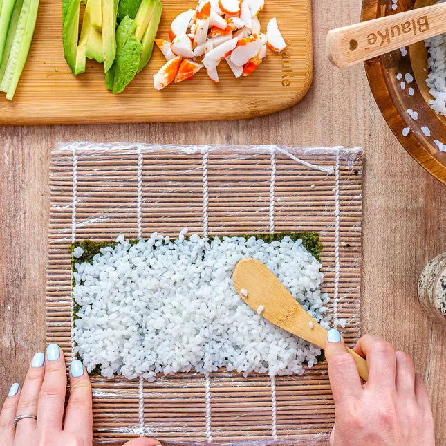 Bamboo Sushi Kit: 2 Mats, 5 Pairs Chopsticks, Rice Paddle, Spreader