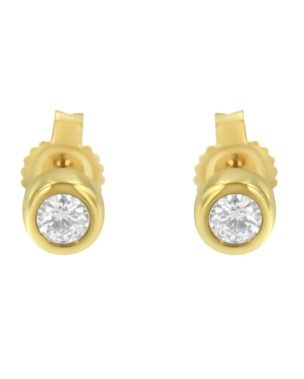 10K Gold 0.15 Cttw Round Brilliant-Cut Near Colorless Diamond Bezel-Set Stud Earrings (H-I Color, I1-I2 Clarity)