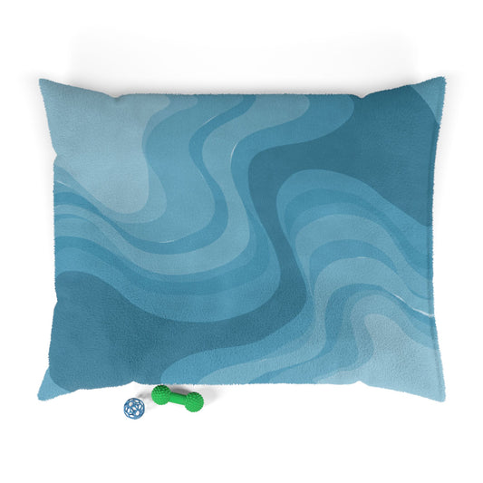 Sky Blue Wavey 50" × 40" Pet Bed