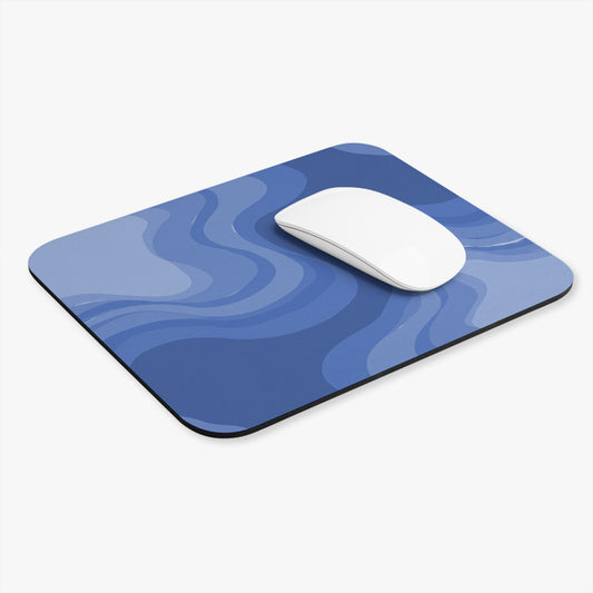 Deep Blue Wavey Mouse Pad, 9" x 8" Rectangle