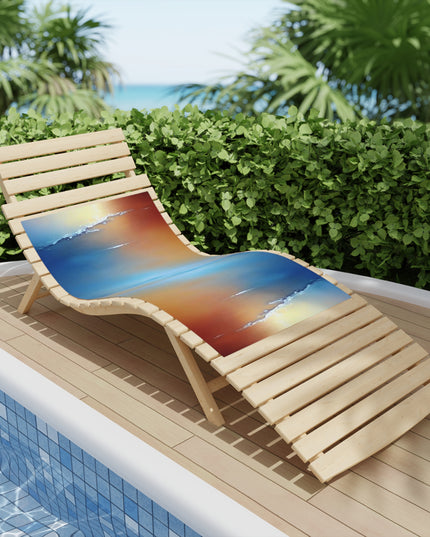 Blue Sea Red Orange Fog Beach Towel, 24" x 44"
