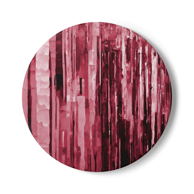 Striped Ruby 4" x 4" Round Ceramic Coaster