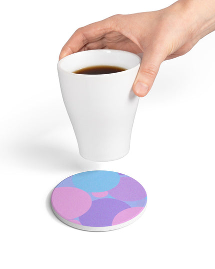 Pastel Purple and Mauve Patches 4" x 4" Round Ceramic Coaster