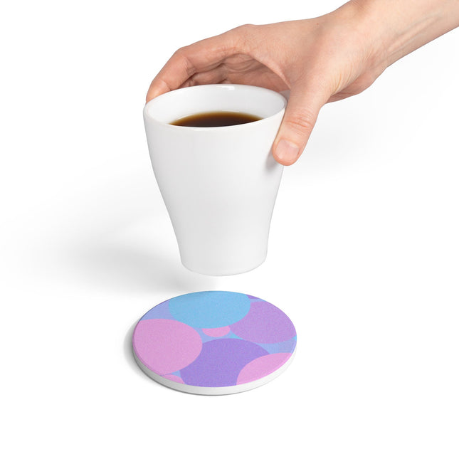 Pastel Purple and Mauve Patches 4" x 4" Round Ceramic Coaster