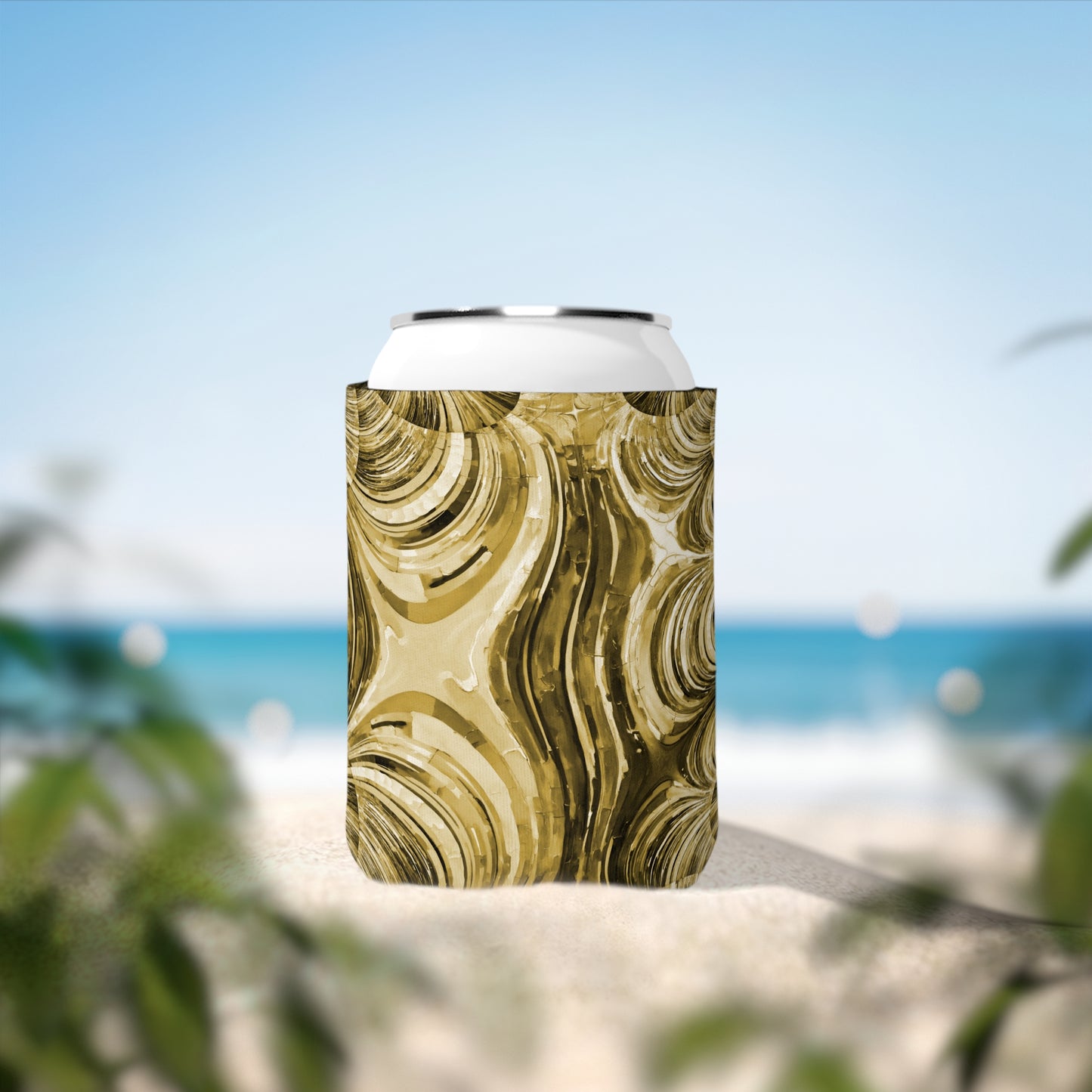 Uzi Spiral Light Brown 12 oz Can Cooler Sleeve