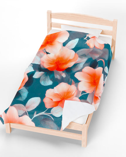 Orange Blossom Floral Bunch Velveteen Plush Blanket, 60" x 80"