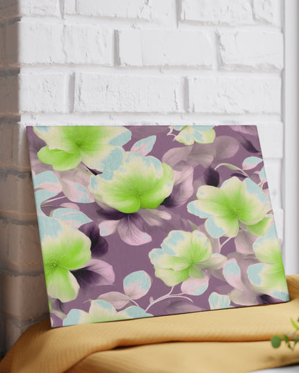 Lime Lavender Floral Bunch Glass Cutting Board, 8" x 11"