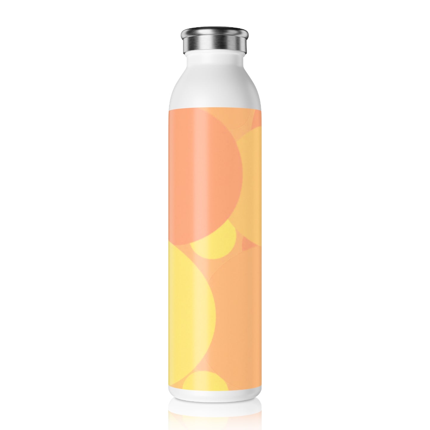 Pastel Bright Oranges Patches Slim Water Bottle, 20 oz White