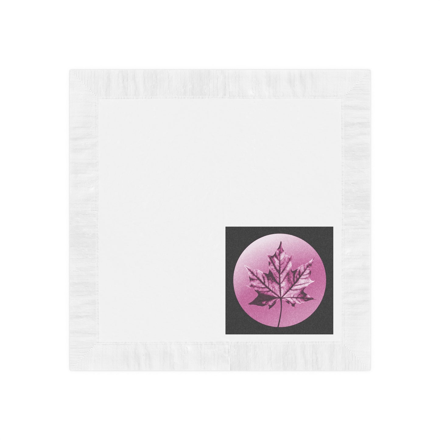 Magenta Maple Leaf White Coined Napkins, 6.5" x 6.5"