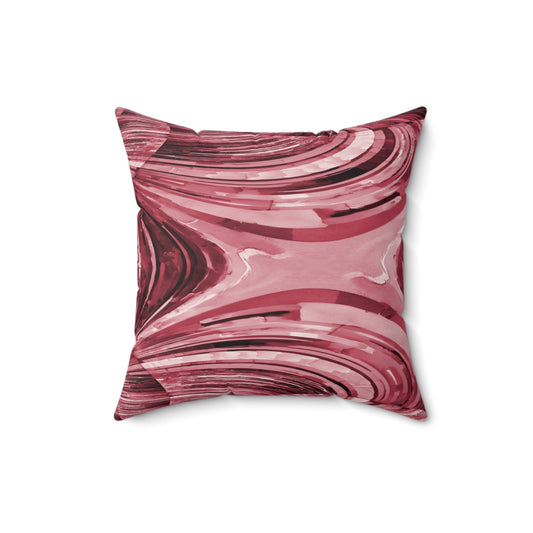 Uzi Spiral Ruby Faux Suede Square Pillow,  16" x 16"