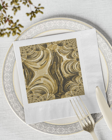 Uzi Spiral Light Brown White Coined Napkins, 6.5" x 6.5"