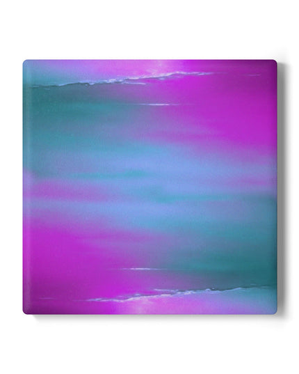 Dark Blue Green Sea Purple Fog 4" x 4" Square Ceramic Coaster