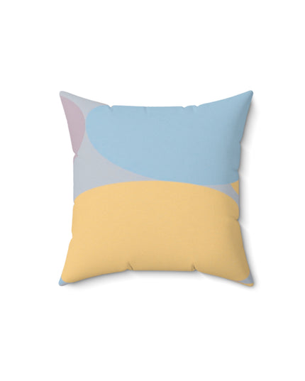 Pastel Baby Blue and Peach Patches 14" x 14" Faux Suede Square Pillow