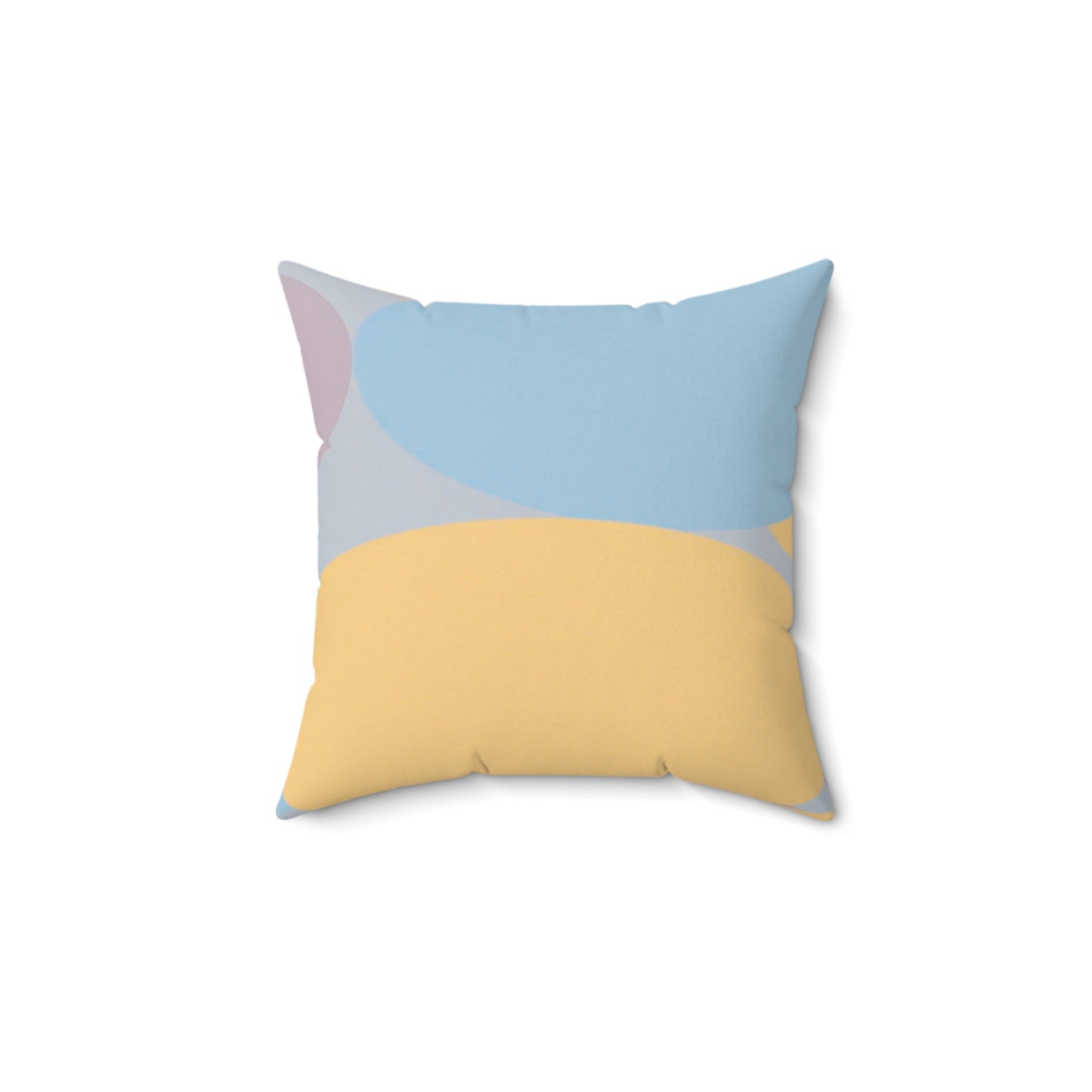 Pastel Baby Blue and Peach Patches 14" x 14" Faux Suede Square Pillow