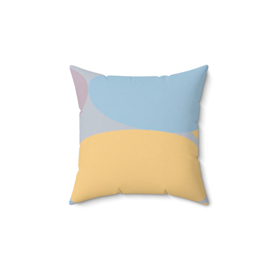 Pastel Baby Blue and Peach Patches 14" x 14" Faux Suede Square Pillow