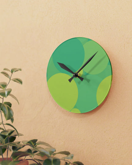 Pastel Green Patches Acrylic Round Wall Clock, 8" x 8"