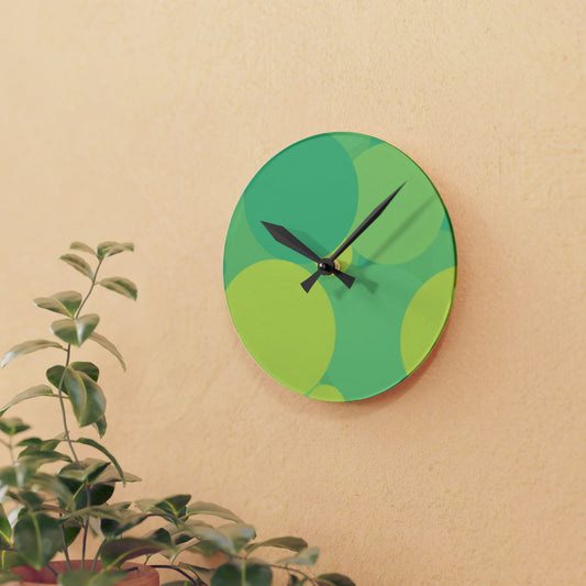 Pastel Green Patches Acrylic Round Wall Clock, 8" x 8"