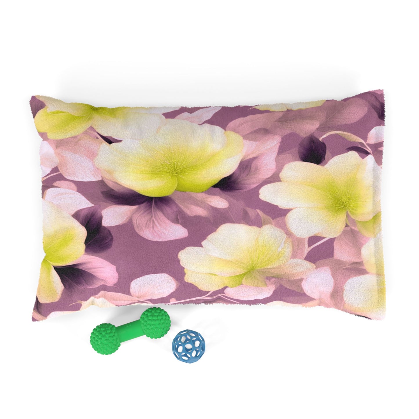 Lemon Blossom Floral Bunch Pet Bed, 28" × 18"