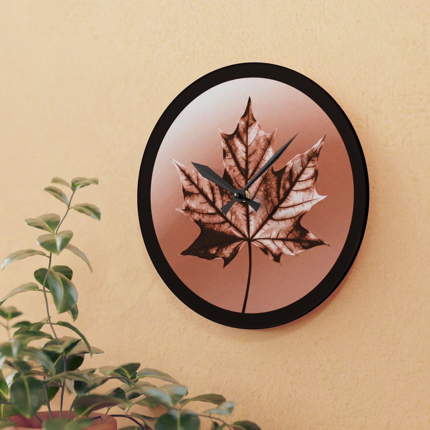 Soft Maple Leaf Acrylic Wall Clock, Round or Square, 10.75" x 10.75"