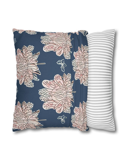 Rose White Floral Butterflies Spun Polyester Square Pillowcase, 14" x 14"