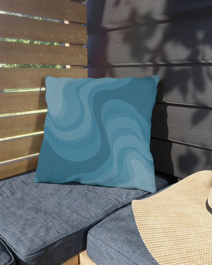 Sky Blue Wavey 16" x 16" Outdoor Pillow