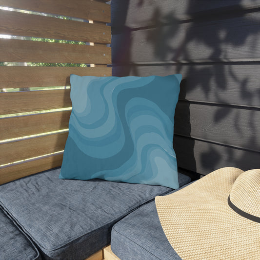 Sky Blue Wavey 16" x 16" Outdoor Pillow