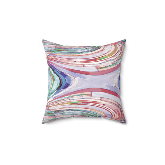 Uzi Spiral Pastels 14" x 14" Faux Suede Square Pillow