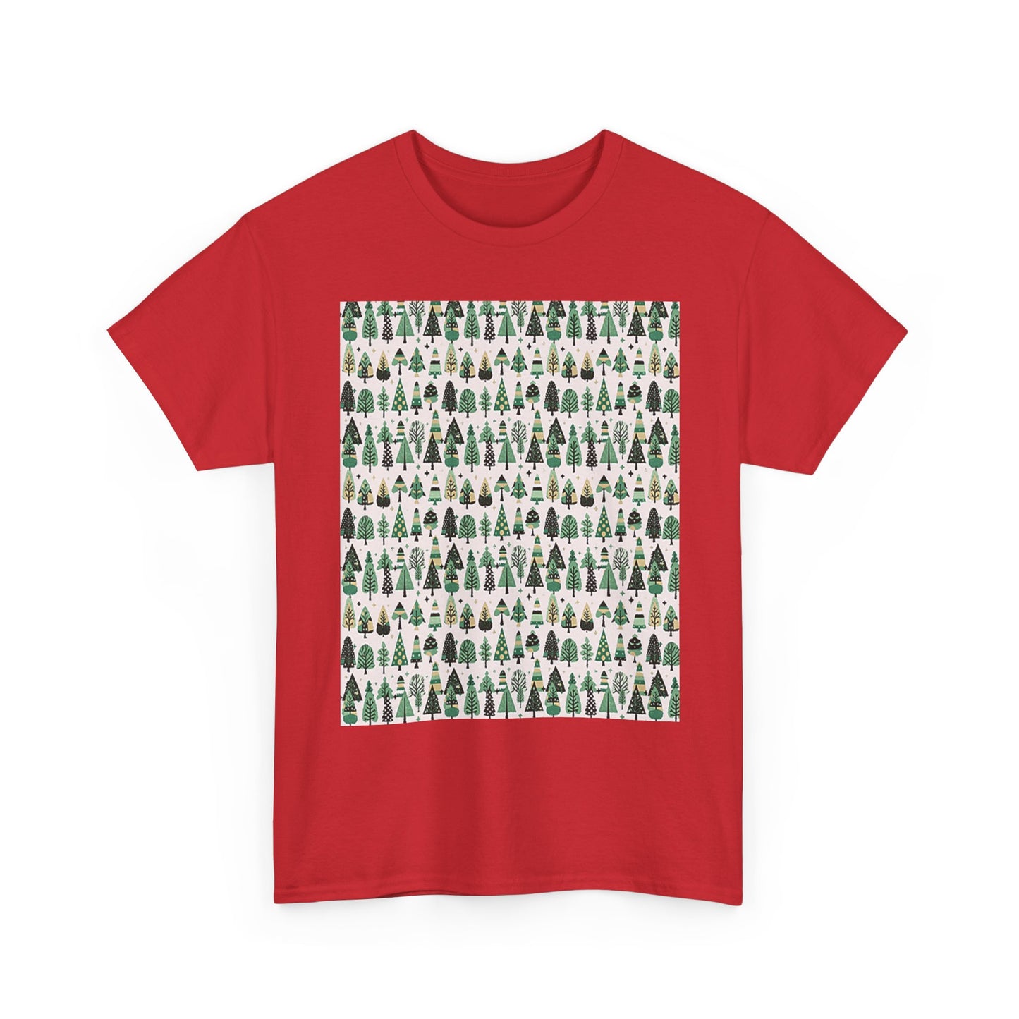 Mini Vintage Green Trees Unisex Heavy Cotton Tee, Small
