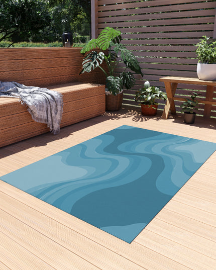 Sky Blue Wavey 48" x 72" Outdoor Rug