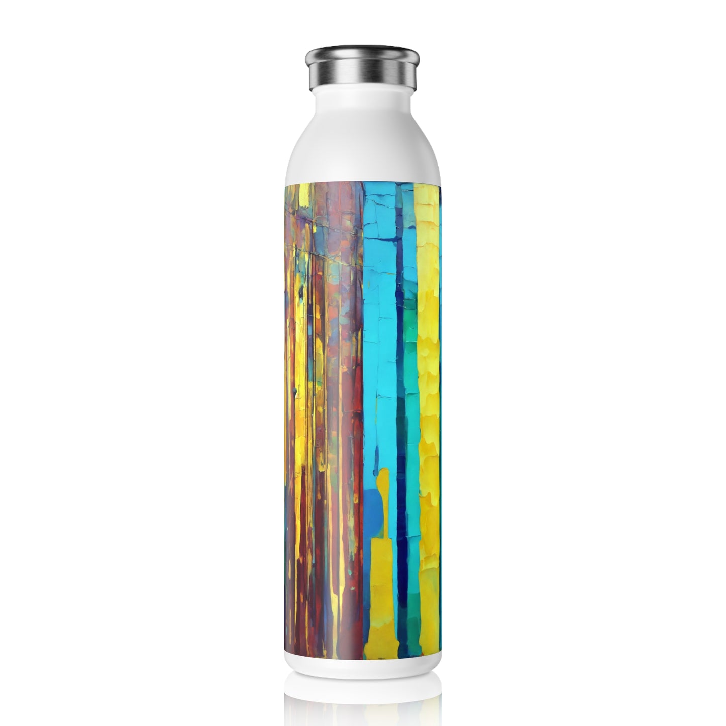 Striped Alpha Slim Water Bottle, 20 oz White