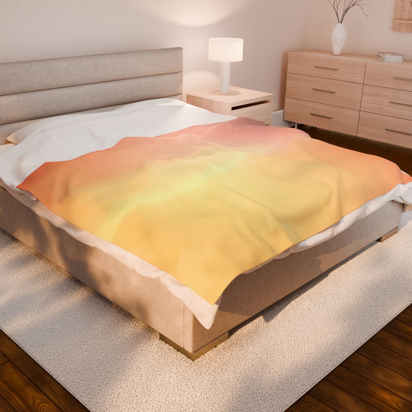 Hot Peach Fade Velveteen Plush Blanket, 60" x 80"