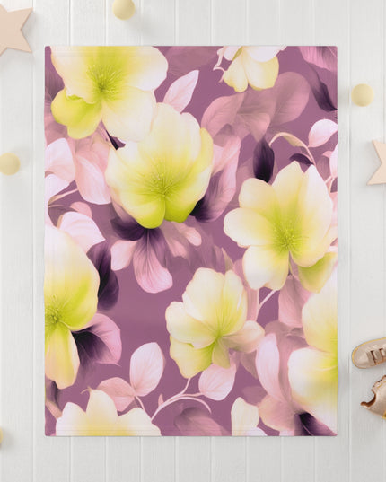 Lemon Blossom Floral Bunch Soft Fleece Baby Blanket, 30" x 40"
