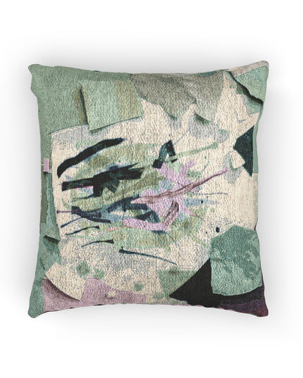 Beta Green Paper Paint Woven Pillow, 17" x 18"