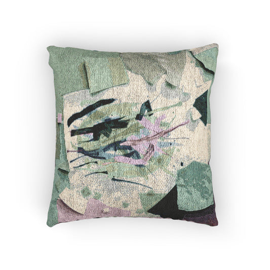 Beta Green Paper Paint Woven Pillow, 17" x 18"