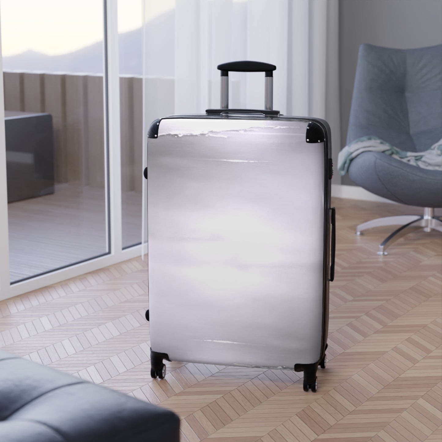 Sephia Sea Dark Fog Large Suitcase with built in lock, 4 double-wheels, telescopic handle, and ABS back hard-shell