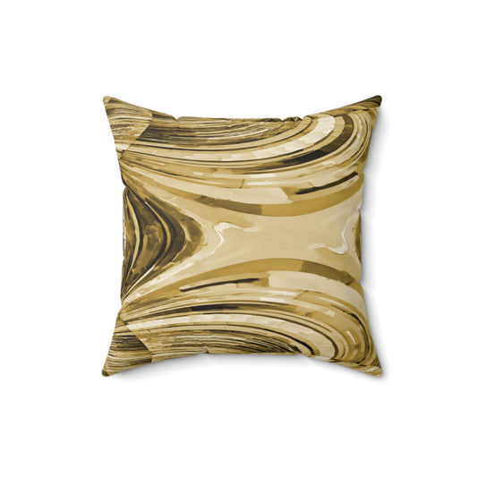 Uzi Spiral Light Brown Faux Suede Square Pillow,  16" x 16"