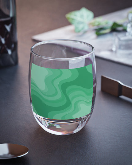 Mint Green Wavey Whiskey Glass, 6 oz