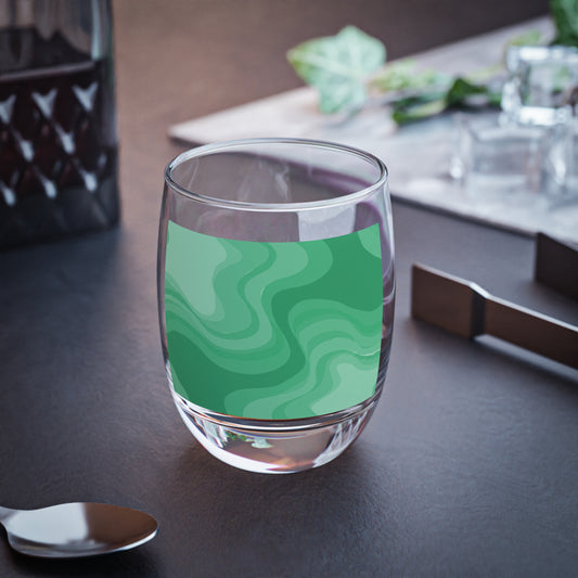 Mint Green Wavey Whiskey Glass, 6 oz