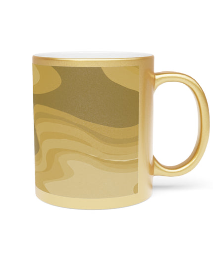 Brown Wavey 11 oz Metallic Mug (Silver\Gold)