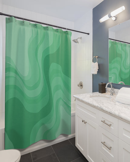 Mint Green Wavey Shower Curtains, 71" x 74"