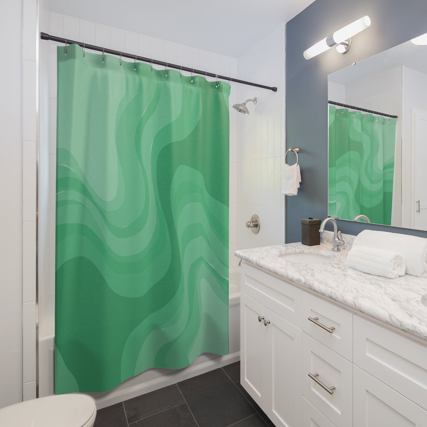 Mint Green Wavey Shower Curtains, 71" x 74"