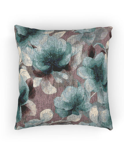Deep Blue Florals Woven Pillow, 17" x 18"
